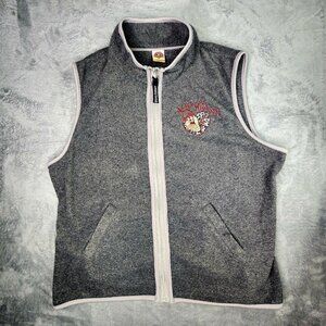 Looney Tunes Taz Vest Women XL Gray Fleece Zip Up Vintage Cartoon 90s Collection